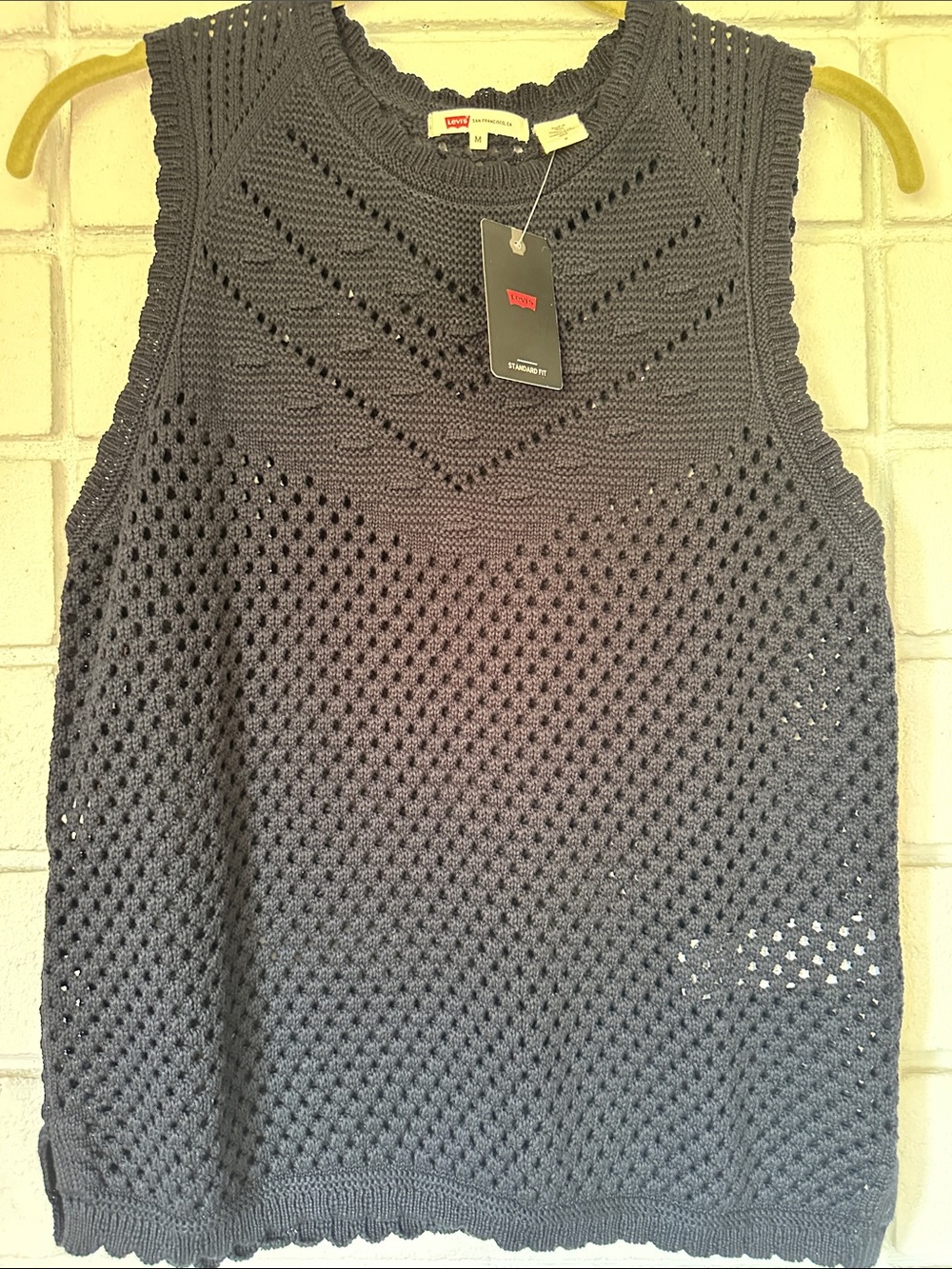 Levi's navy blue Openwork Knit Tank Top